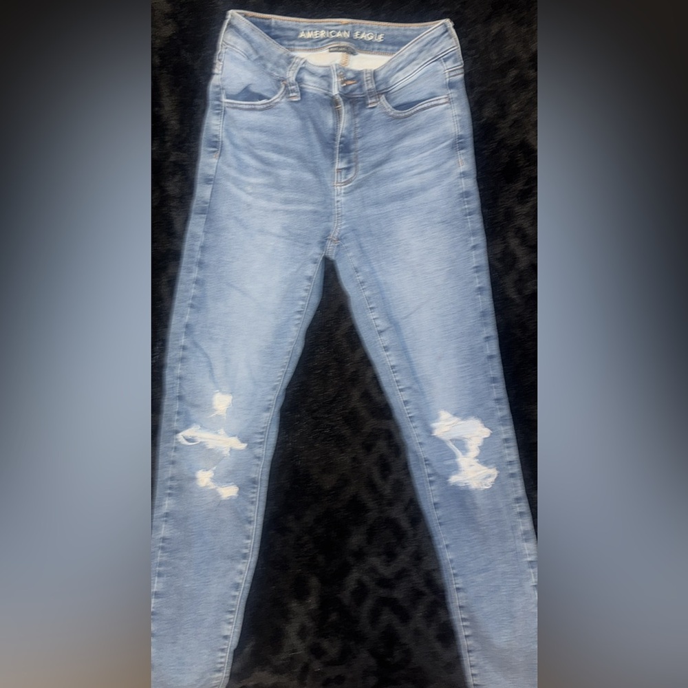 American Eagle Outfitters Light Blue Ripped Skinny Jeans